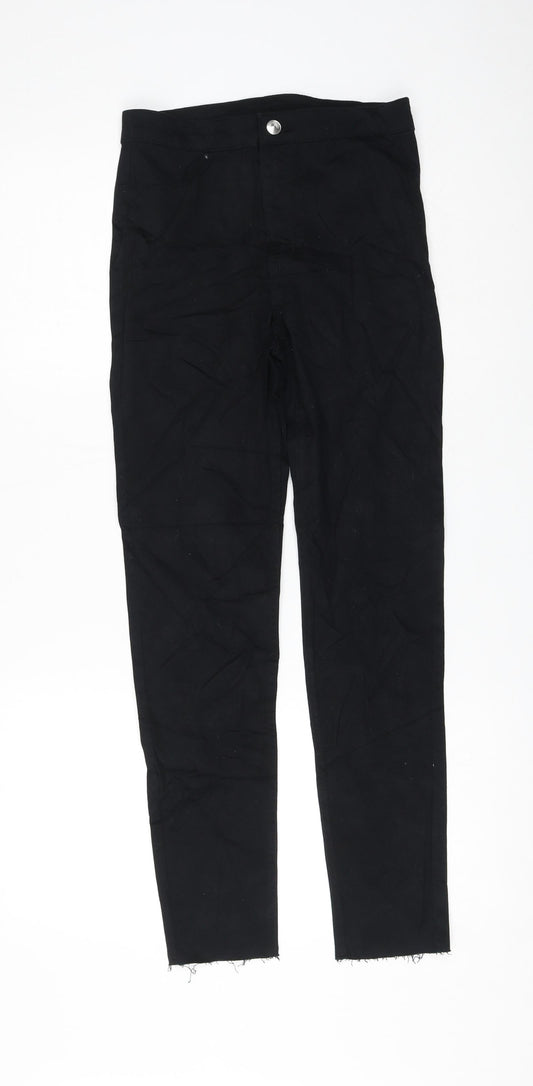 H&M Womens Black Cotton Skinny Jeans Size 8 L28 in Regular Zip
