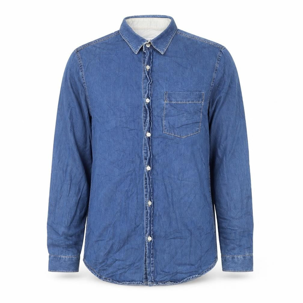 Loom Denim Mens Blue Cotton Button-Up Size S Collared Button