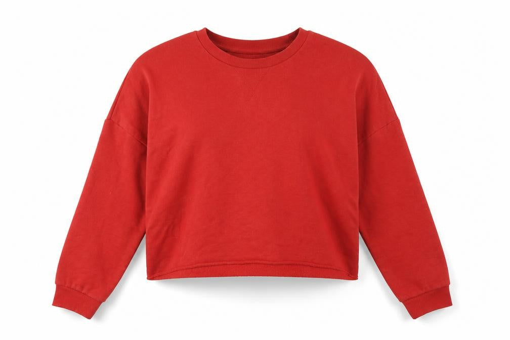 Primark Womens Red Crew Neck Polyester Pullover Jumper Size 2XS - Cropped
