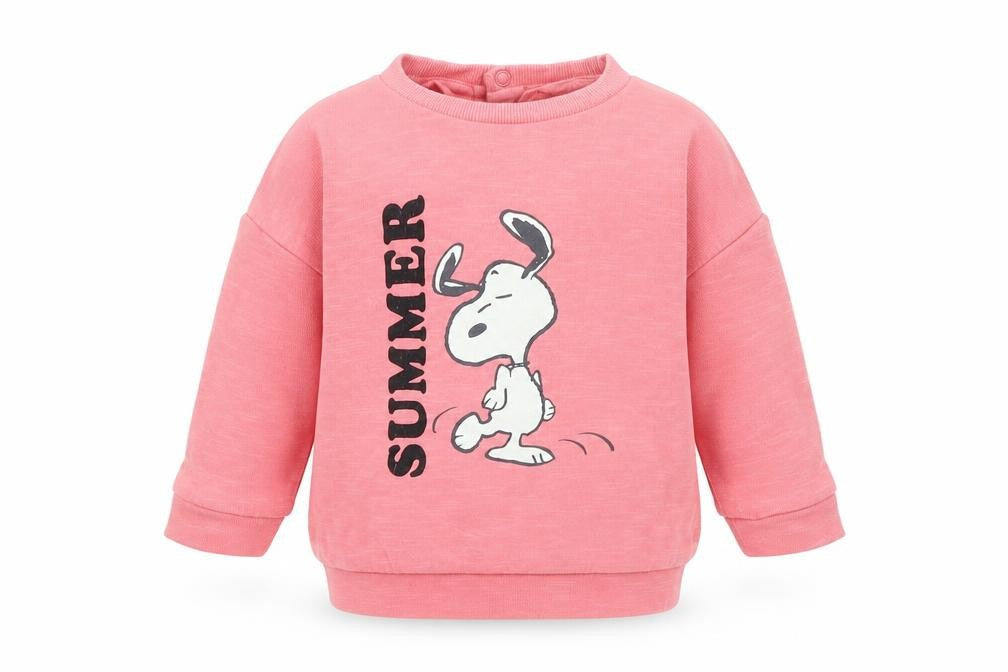 Marks & Spencer Girls Pink Cotton Pullover Jumper Size 6-9 Months Snap - Summer Snoopy