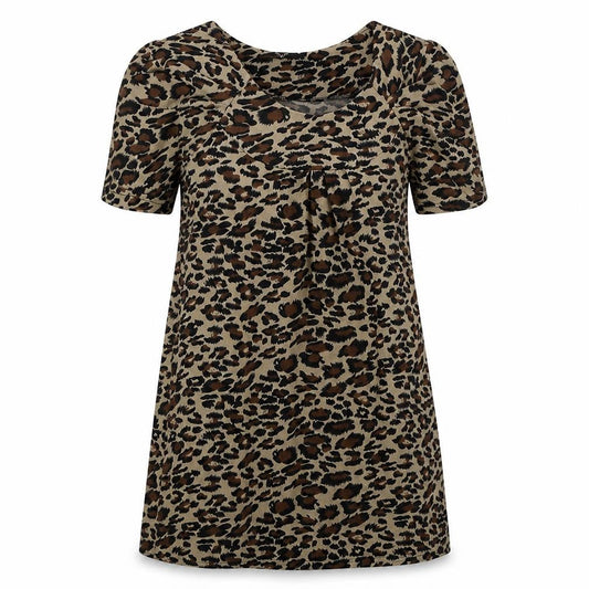 AX Paris Womens Brown Animal Print Polyester T-Shirt Dress Size S Round Neck Pullover
