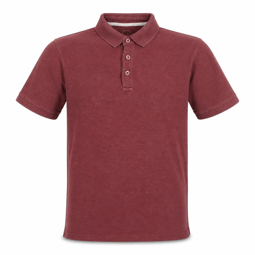 Easy Mens Red Cotton Polo Size S Collared Button