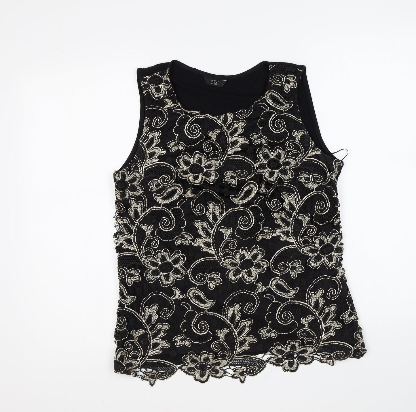 F&F Womens Multicoloured Floral Polyester Basic Tank Size 10 Round Neck