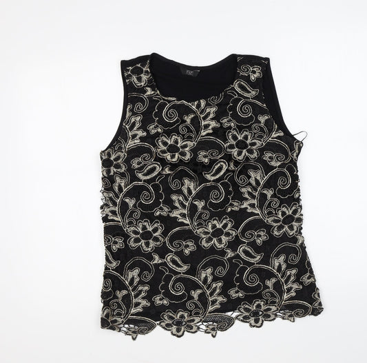 F&F Womens Multicoloured Floral Polyester Basic Tank Size 10 Round Neck