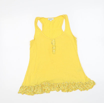 Papaya Womens Yellow Viscose Basic Tank Size 8 Round Neck