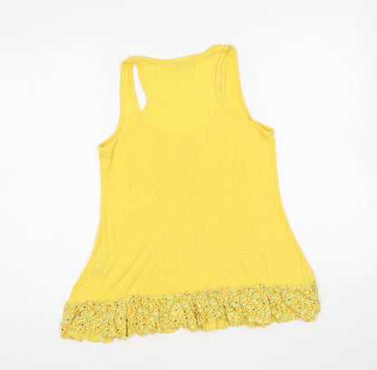 Papaya Womens Yellow Viscose Basic Tank Size 8 Round Neck