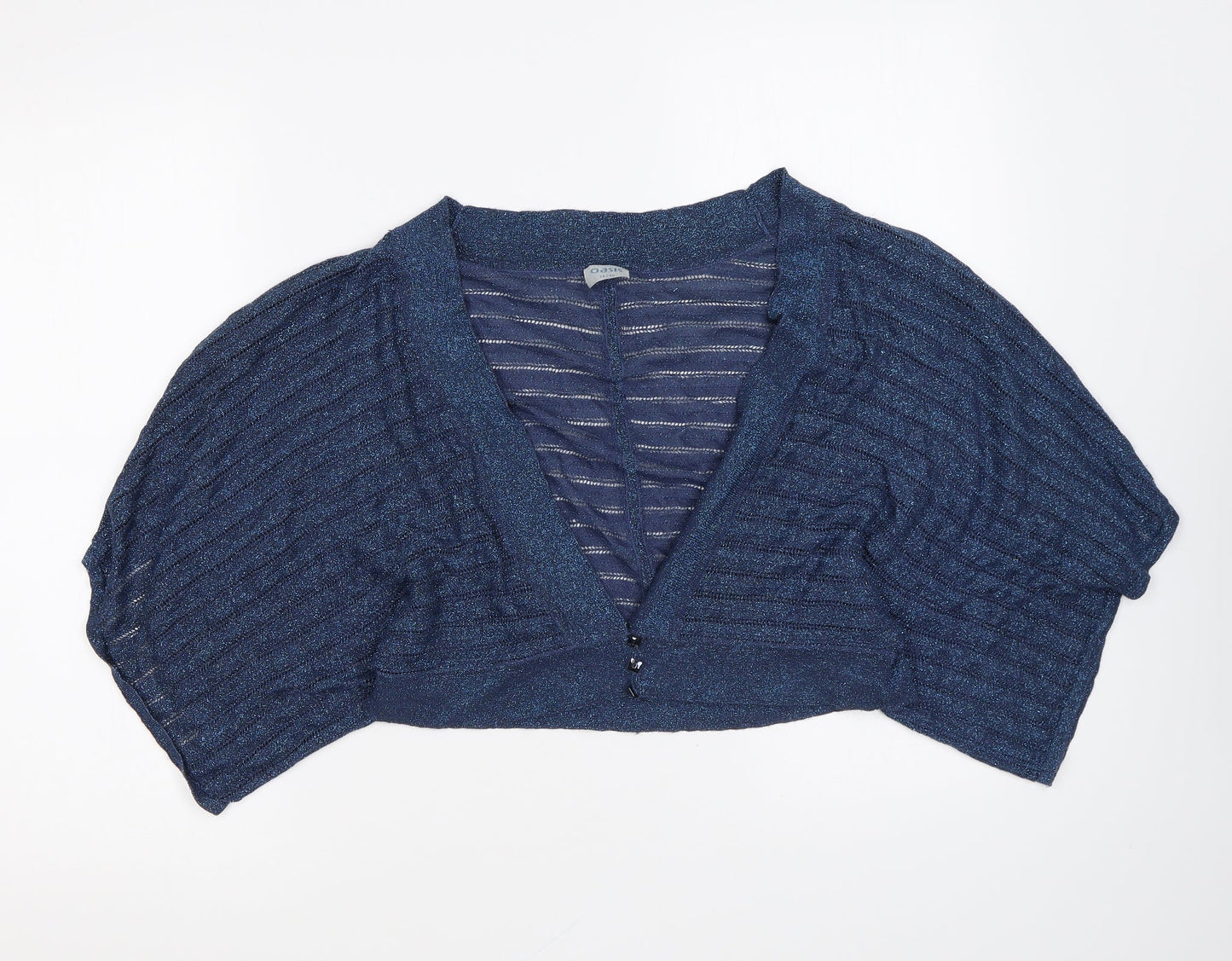 Oasis Womens Blue V-Neck Polyester Cardigan Jumper Size 14