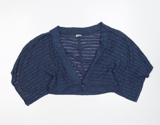 Oasis Womens Blue V-Neck Polyester Cardigan Jumper Size 14