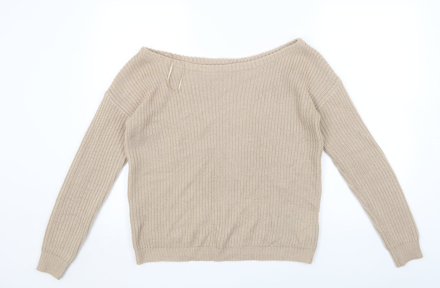 Missguided Womens Beige Round Neck Acrylic Pullover Jumper Size S