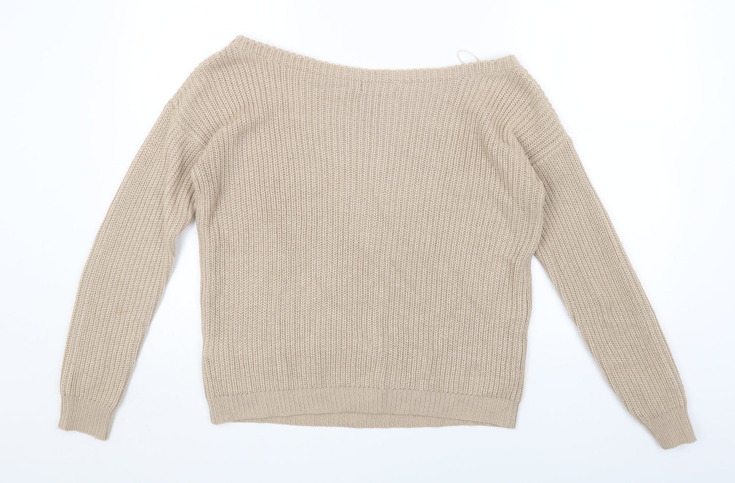 Missguided Womens Beige Round Neck Acrylic Pullover Jumper Size S