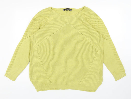 Principles Womens Green Boat Neck Acrylic Pullover Jumper Size 18