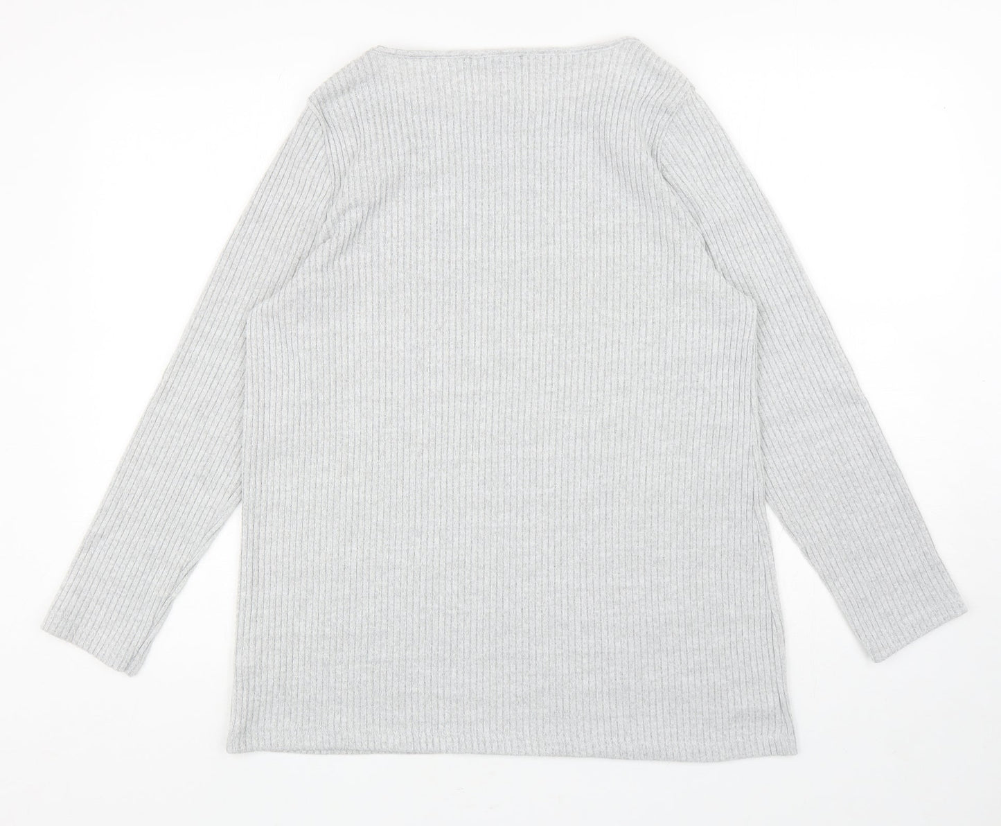 Nutmeg Womens Grey Boat Neck Polyester Pullover Jumper Size 14