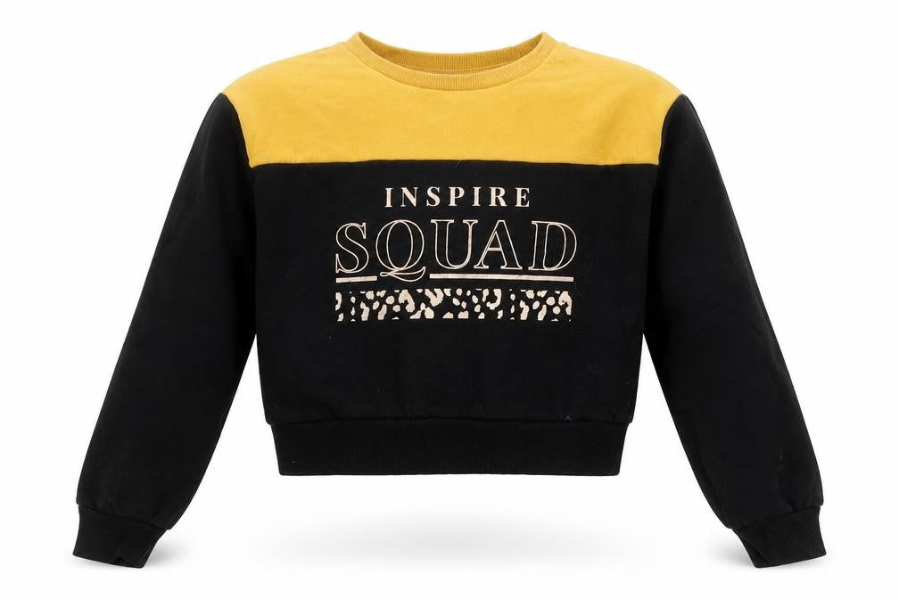 PEP Girls Black Colourblock Cotton Pullover Sweatshirt Size 7-8 Years Pullover - Inspire