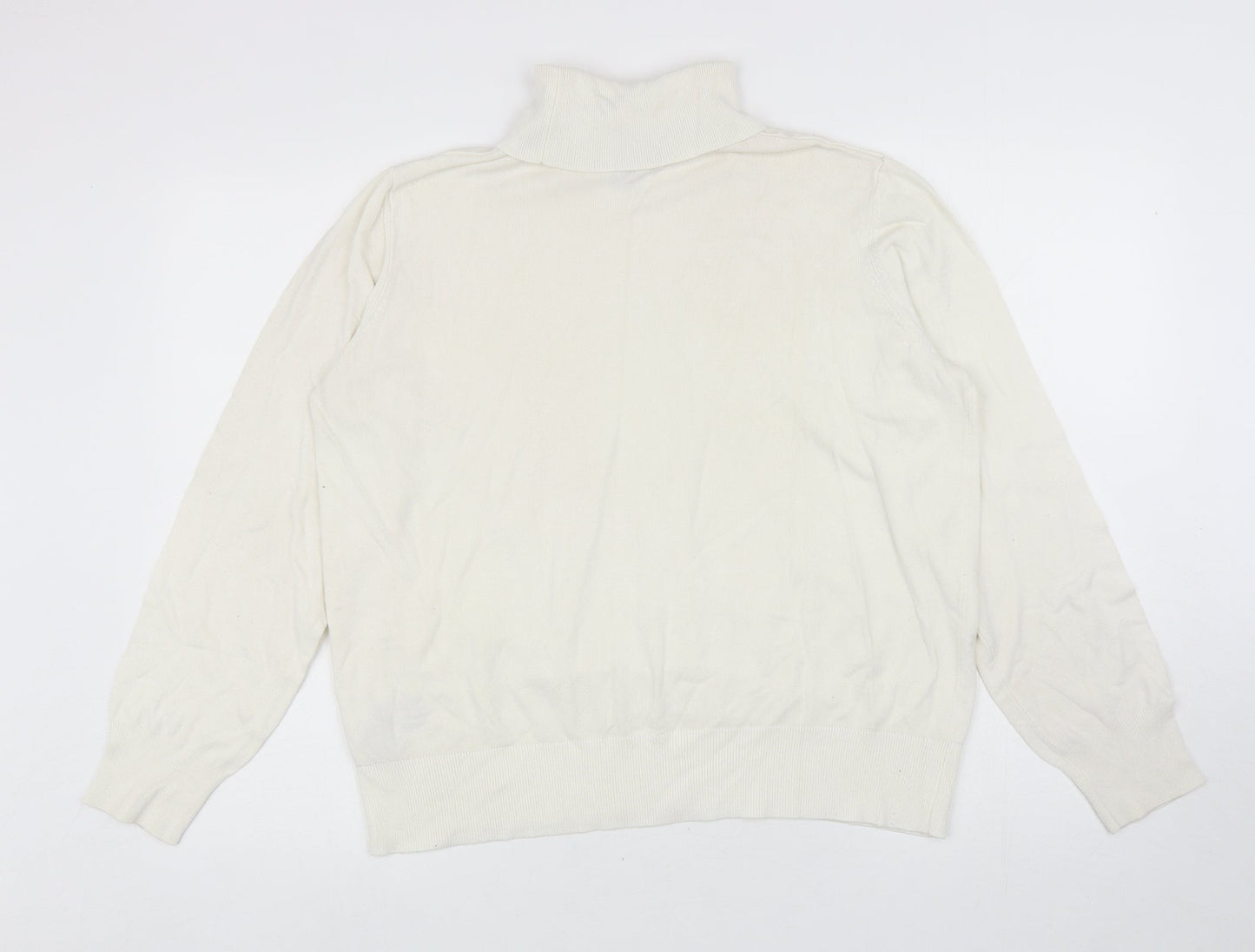 H&M Womens Ivory Roll Neck Viscose Pullover Jumper Size XL