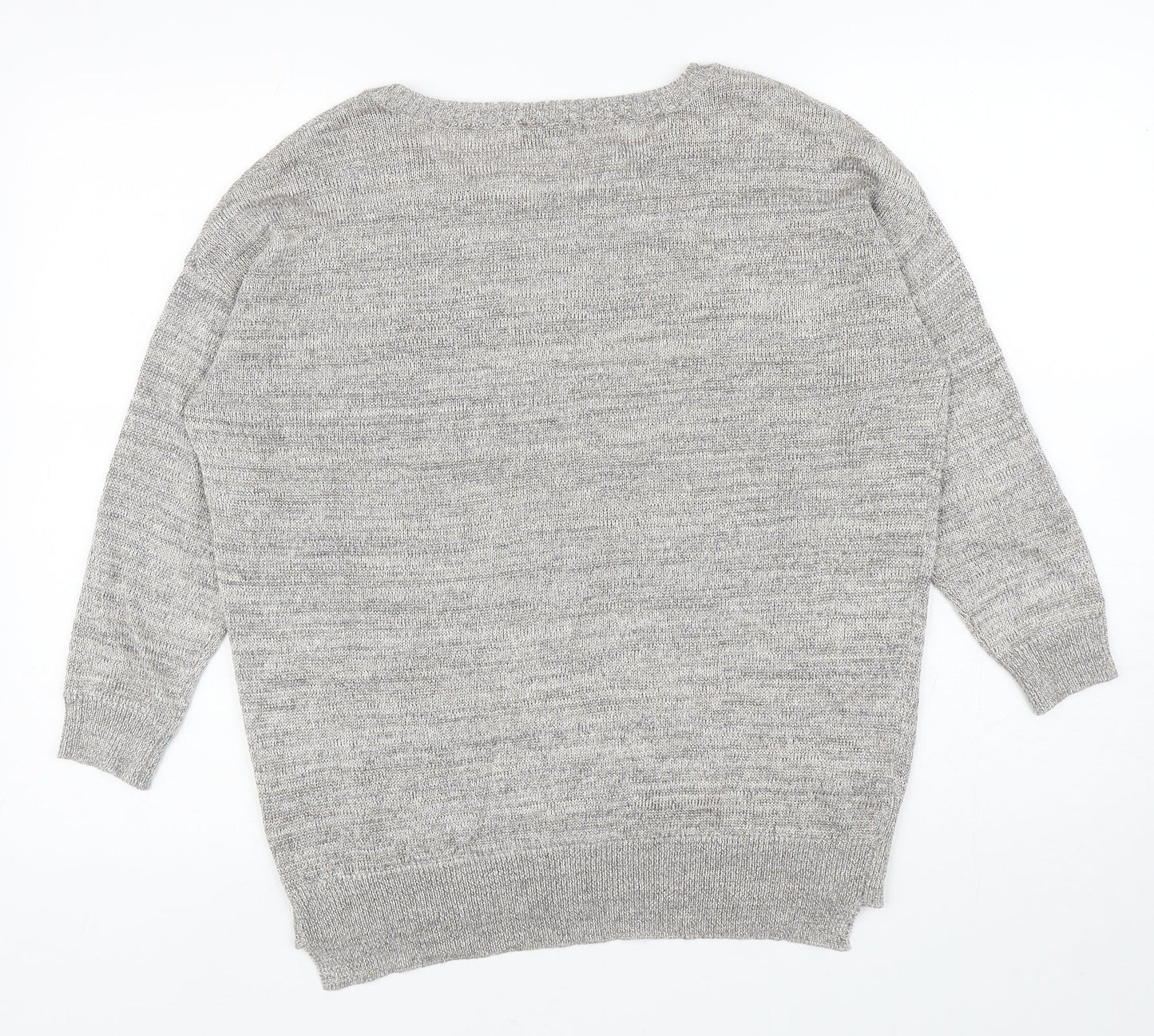 Matalan Womens Silver Round Neck Viscose Pullover Jumper Size 10