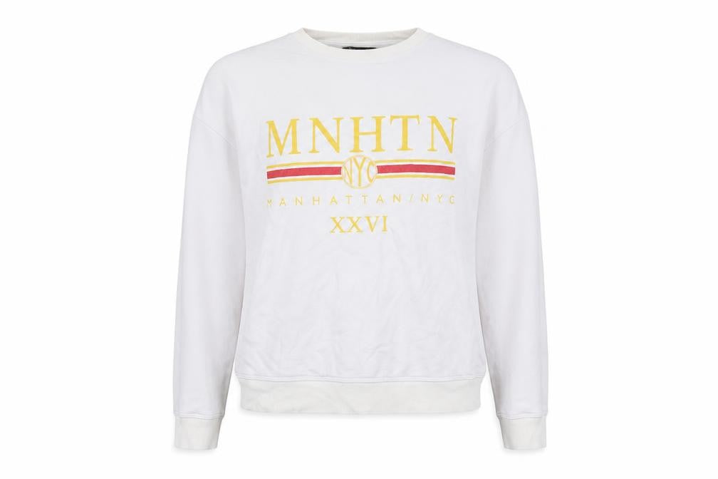 New Look Womens White Cotton Pullover Sweatshirt Size 10 Pullover - Manhattan