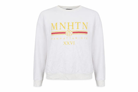New Look Womens White Cotton Pullover Sweatshirt Size 10 Pullover - Manhattan