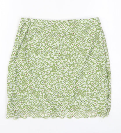 SHEIN Womens Green Floral Polyester A-Line Skirt Size M