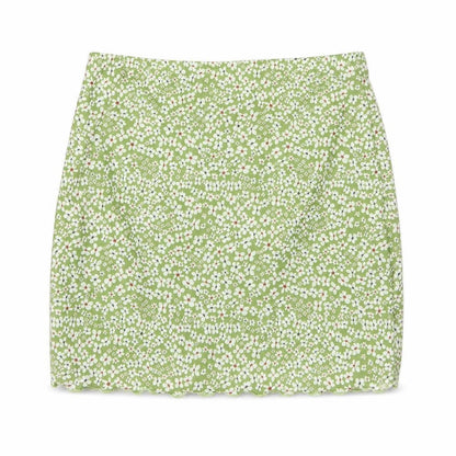 SHEIN Womens Green Floral Polyester A-Line Skirt Size M