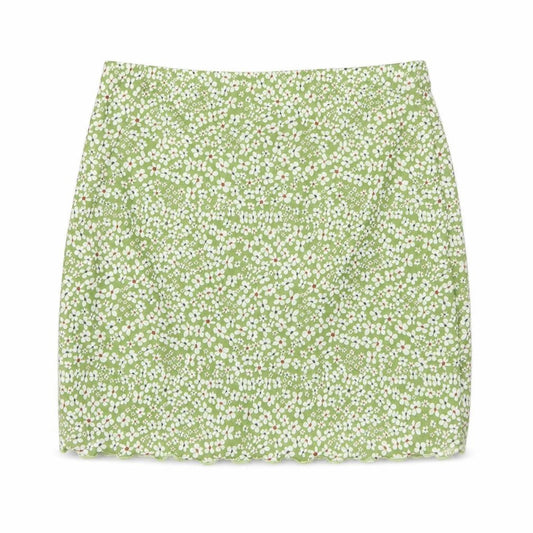 SHEIN Womens Green Floral Polyester A-Line Skirt Size M