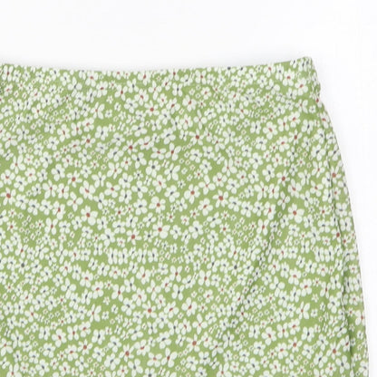 SHEIN Womens Green Floral Polyester A-Line Skirt Size M