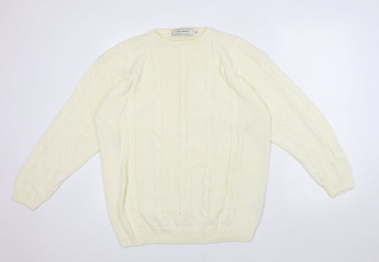 Amy Moore Womens Ivory Round Neck 100% Cotton Pullover Jumper Size XL - Seasonal