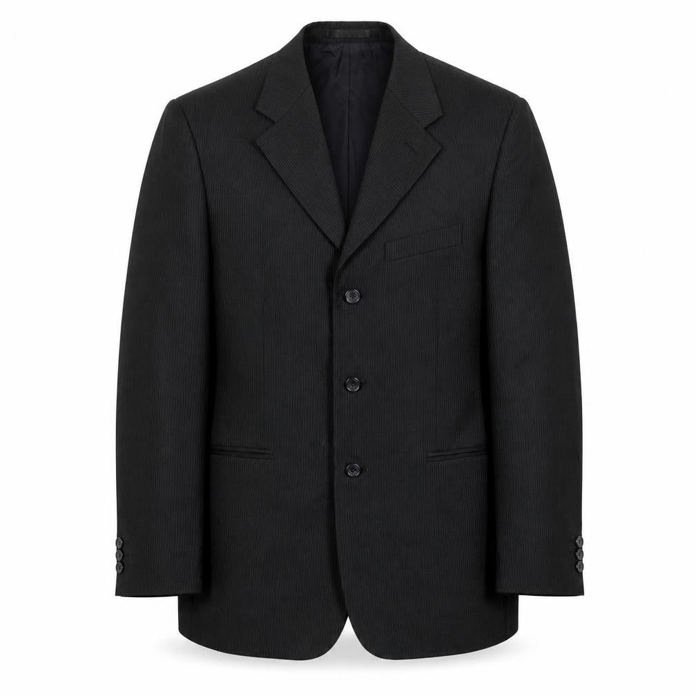 Zantos Mens Black Striped Polyester Jacket Suit Jacket Size 38