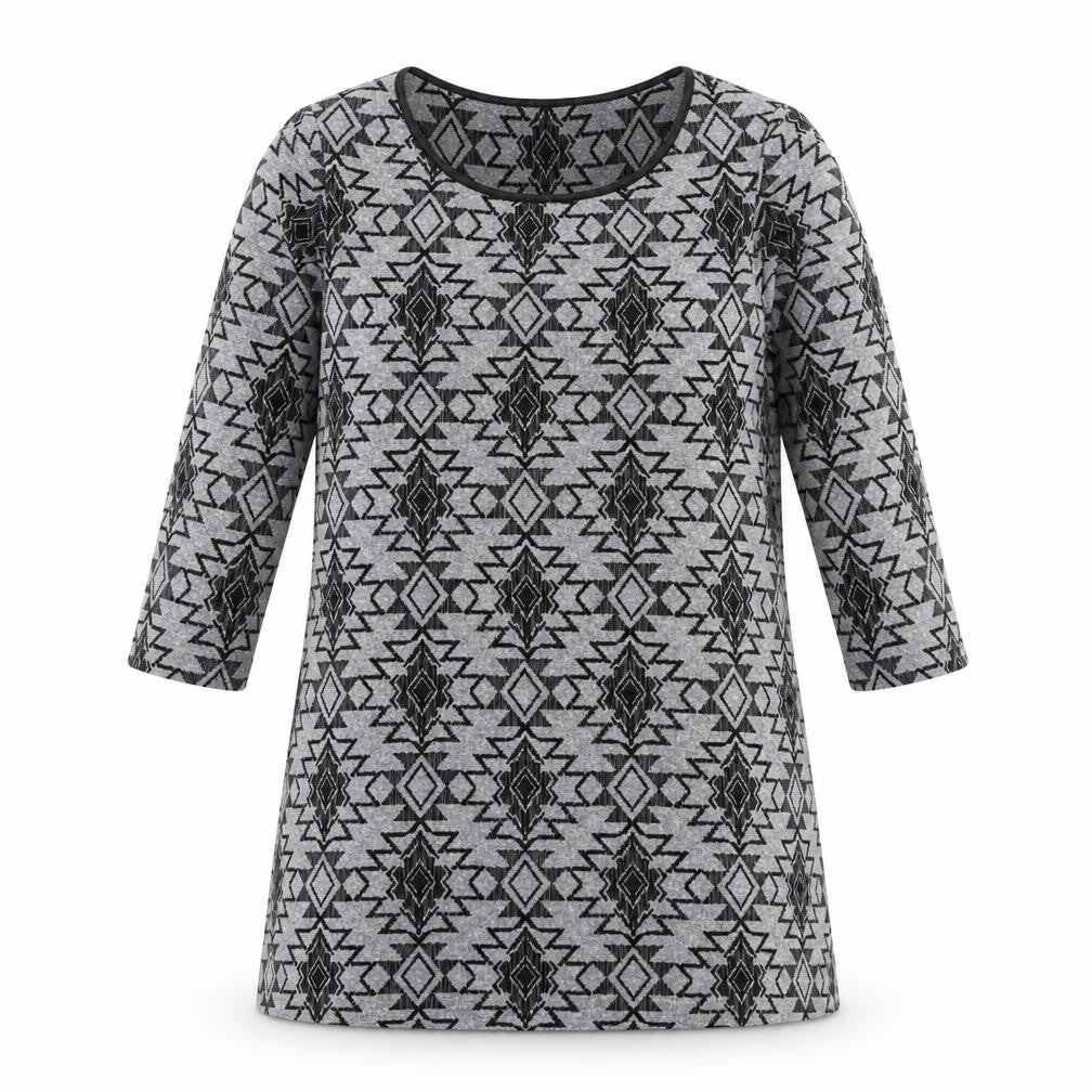 Marks & Spencer Womens Grey Round Neck Geometric Polyester Pullover Jumper Size 14