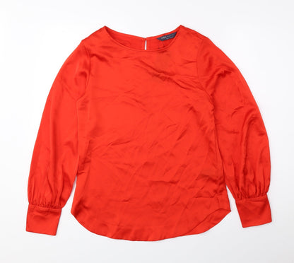 Marks & Spencer Womens Red Polyester Basic Blouse Size 6 Round Neck