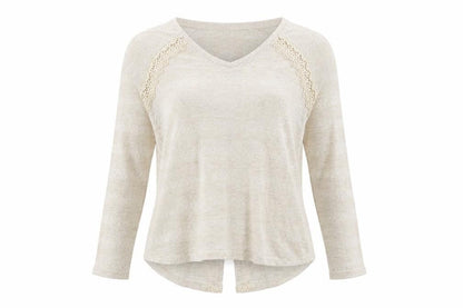 Next Womens Beige V-Neck Polyester Pullover Jumper Size 12 - Lace Detail
