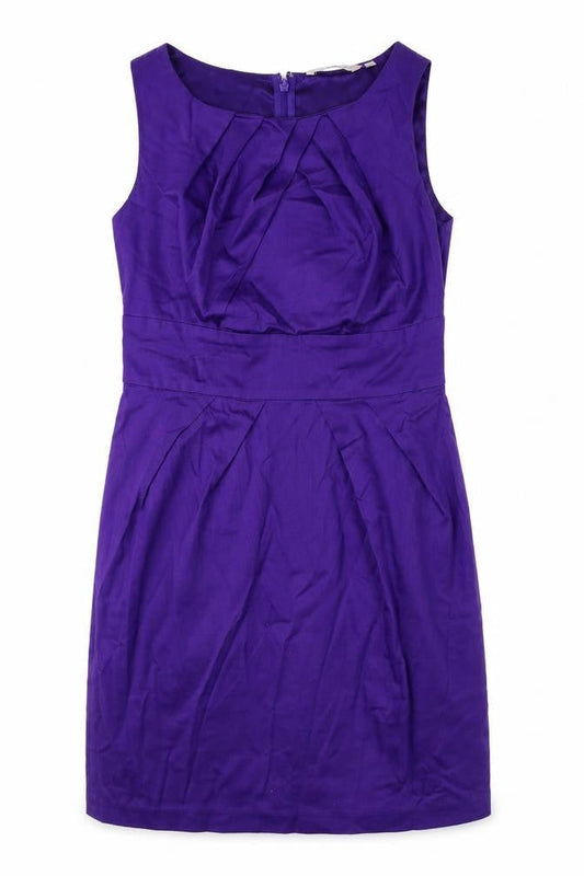 New Look Womens Purple Cotton A-Line Size 8 Boat Neck Zip