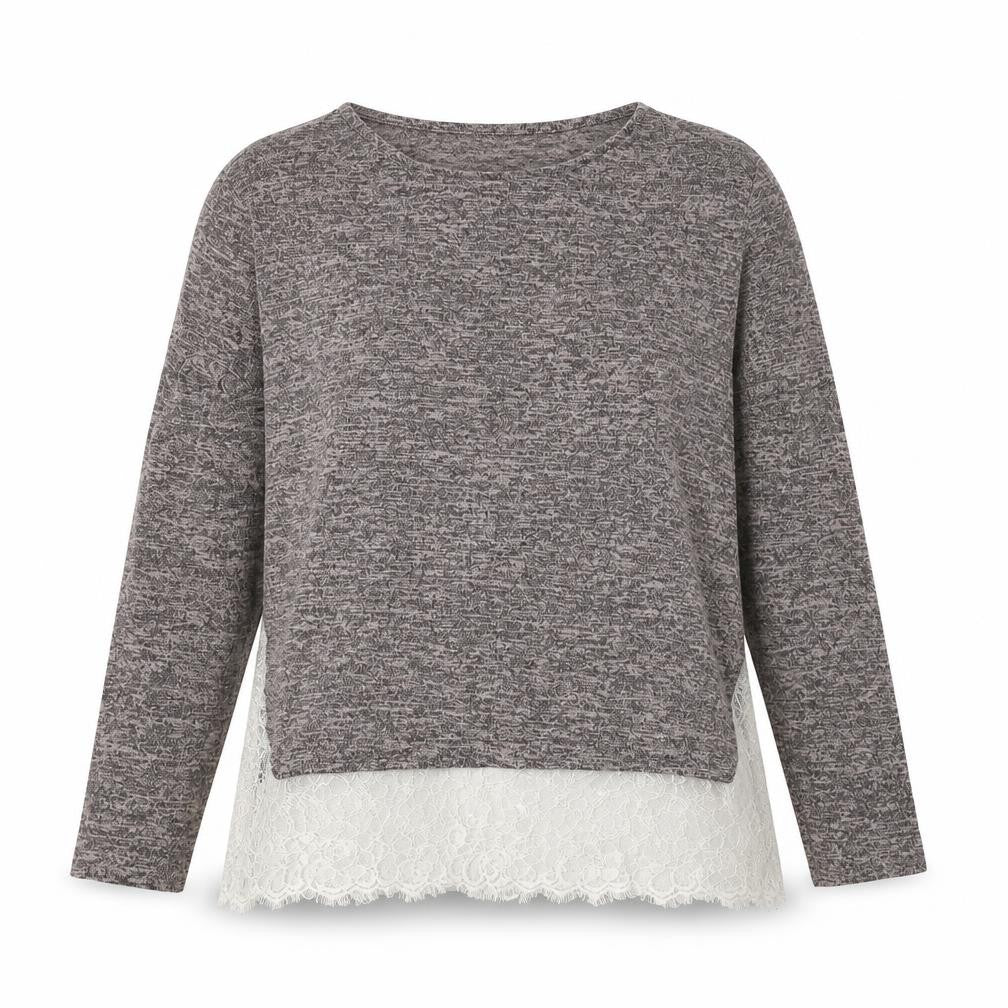 Atmosphere Womens Grey Round Neck Polyester Pullover Jumper Size 14 - Lace Detail