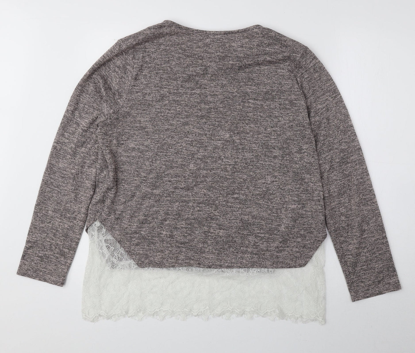 Atmosphere Womens Grey Round Neck Polyester Pullover Jumper Size 14 - Lace Detail