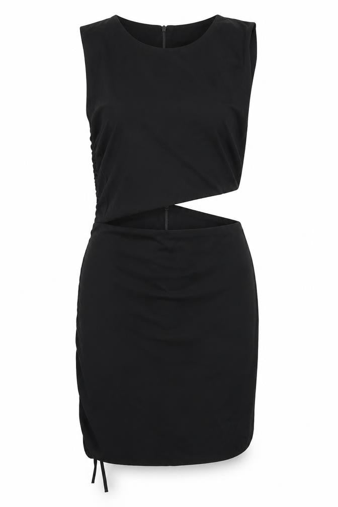 Zara Womens Black Cotton Mini Size L Round Neck Zip
