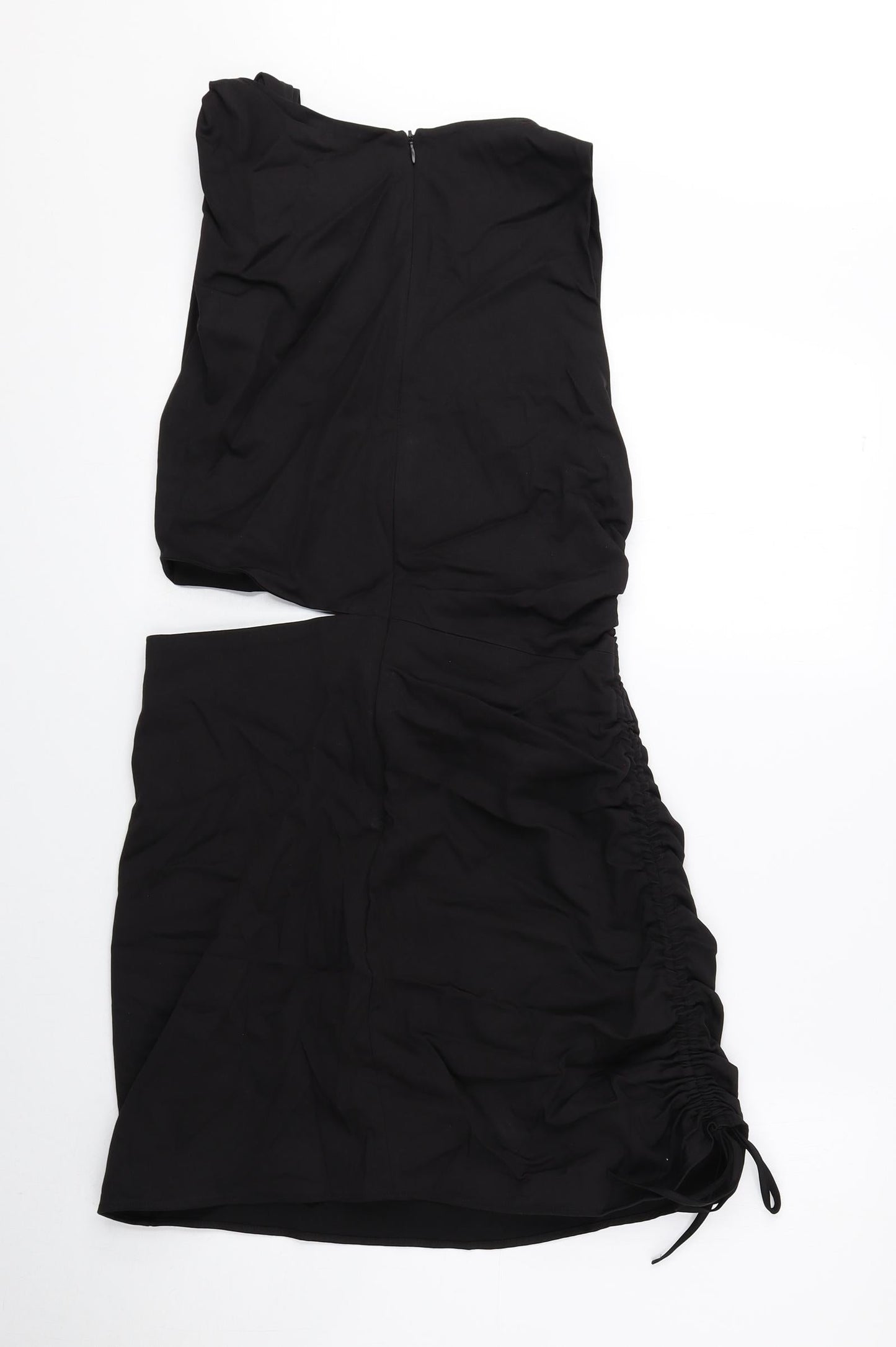 Zara Womens Black Cotton Mini Size L Round Neck Zip