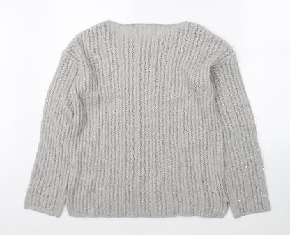 Next Womens Grey Boat Neck Acrylic Pullover Jumper Size M