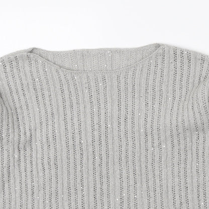 Next Womens Grey Boat Neck Acrylic Pullover Jumper Size M