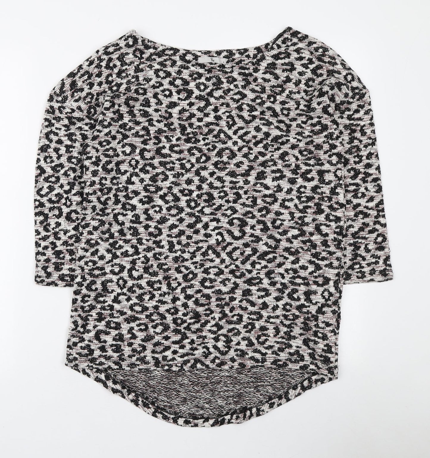 TU Womens Multicoloured Boat Neck Animal Print Polyester Pullover Jumper Size 8