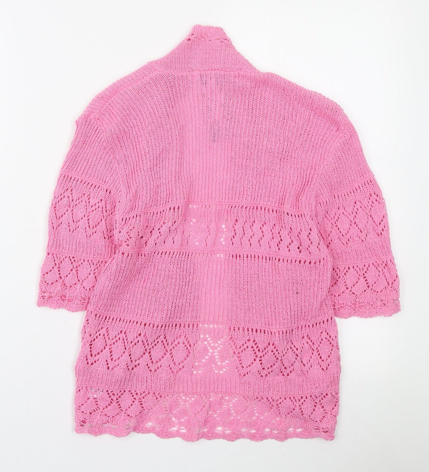 Pure & Natural Womens Pink V-Neck Cotton Cardigan Jumper Size M - Size M/L