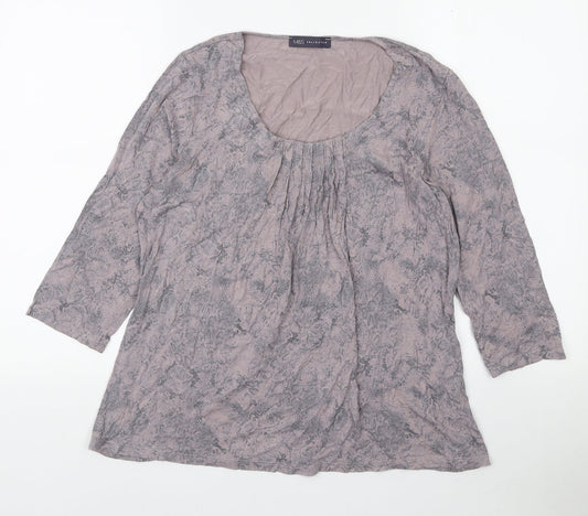 Marks and Spencer Womens Pink Animal Print Viscose Basic Blouse Size 14 Scoop Neck