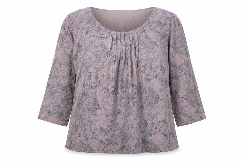 Marks & Spencer Womens Pink Animal Print Viscose Basic Blouse Size 14 Scoop Neck