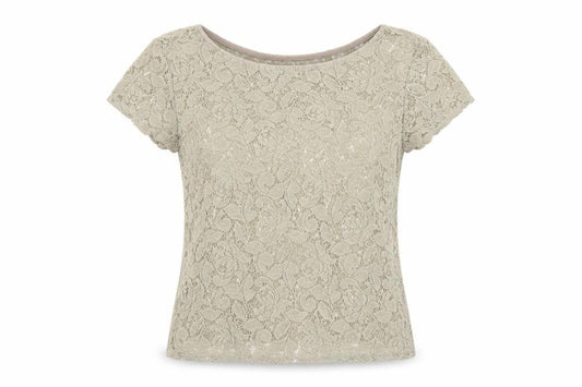Atmosphere Womens Beige Floral Polyester Basic Blouse Size 8 Boat Neck