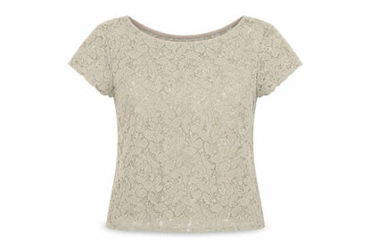 Atmosphere Womens Beige Floral Polyester Basic Blouse Size 8 Boat Neck