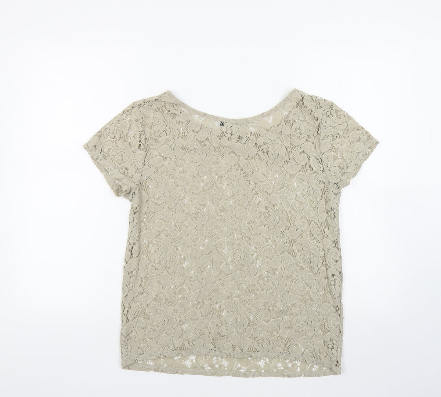 Atmosphere Womens Beige Floral Polyester Basic Blouse Size 8 Boat Neck
