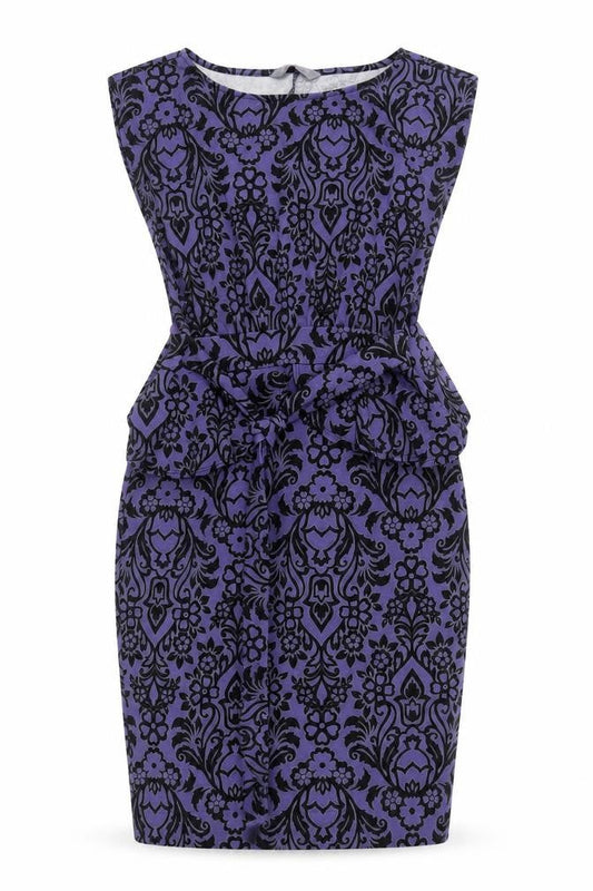 Dorothy Perkins Womens Purple Floral Polyester Pencil Dress Size 10 Boat Neck Tie