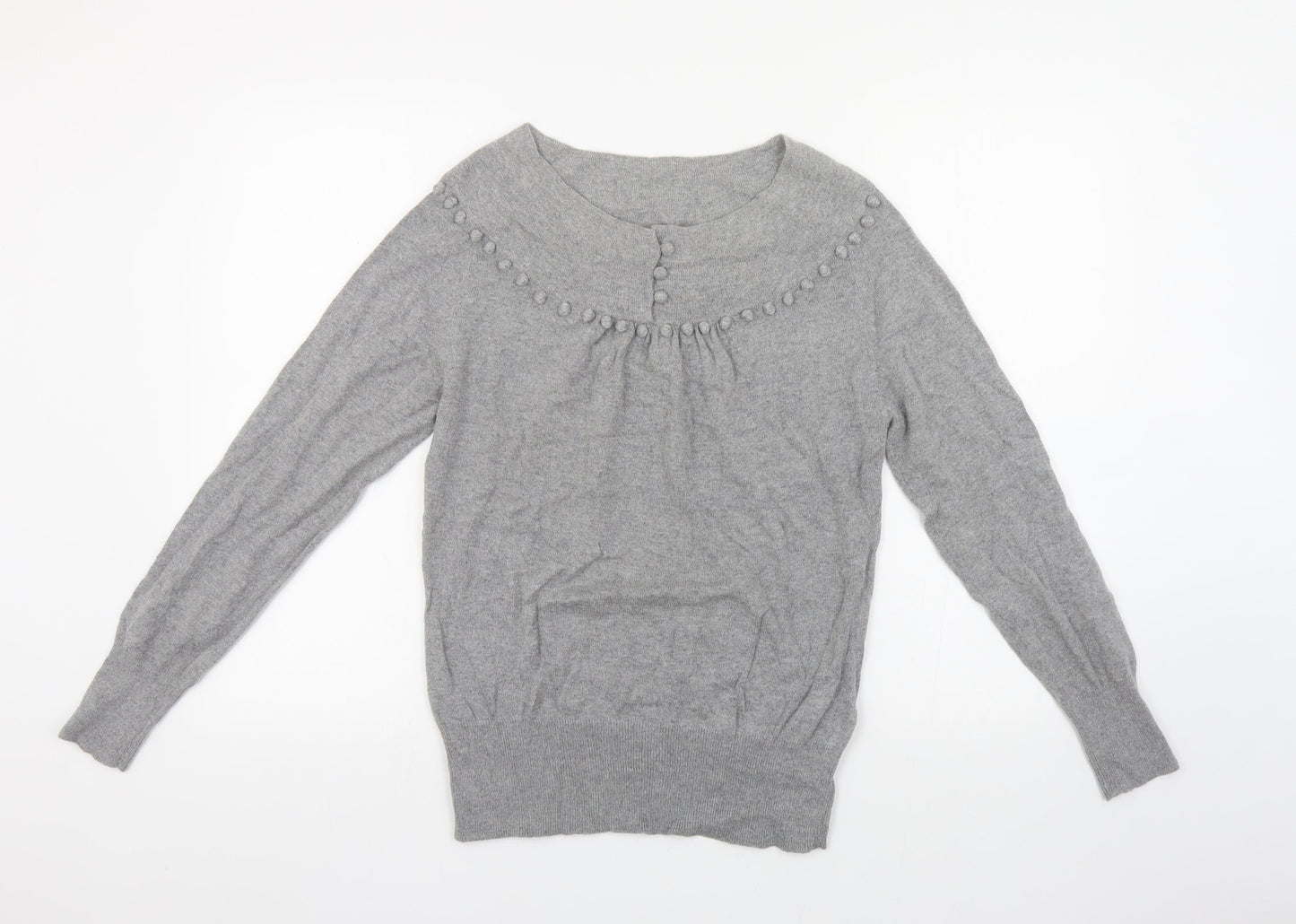 Marks and Spencer Womens Grey Boat Neck Viscose Pullover Jumper Size 12