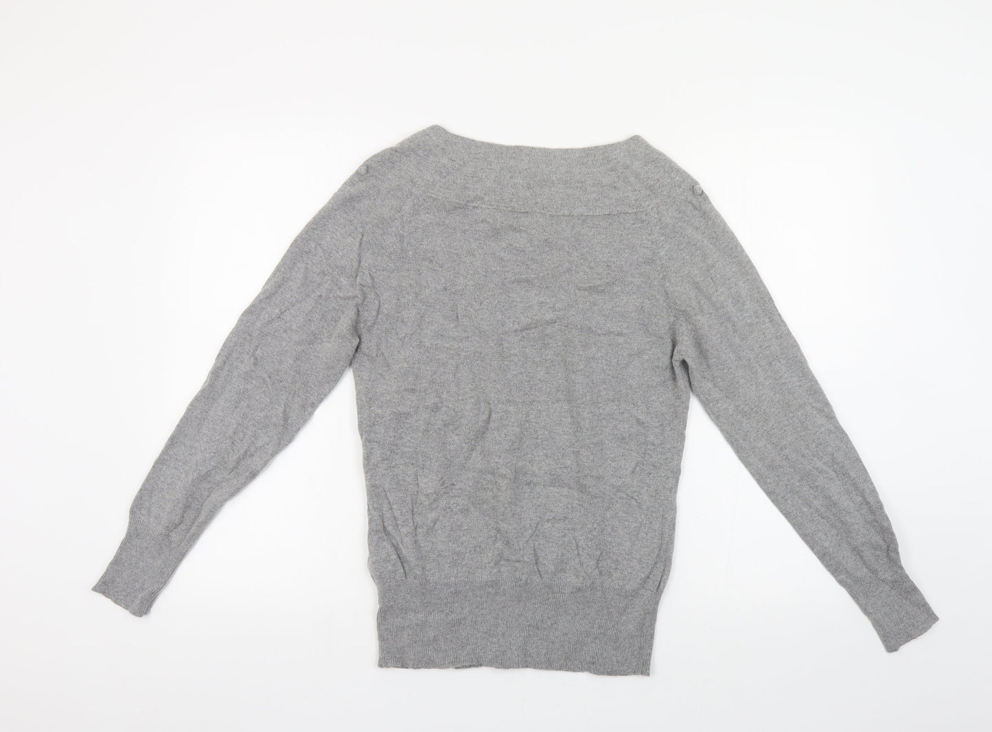 Marks and Spencer Womens Grey Boat Neck Viscose Pullover Jumper Size 12