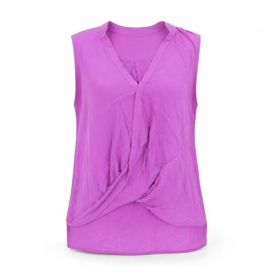 River Island Womens Purple Polyester Basic Blouse Size 12 V-Neck - Knot Detail