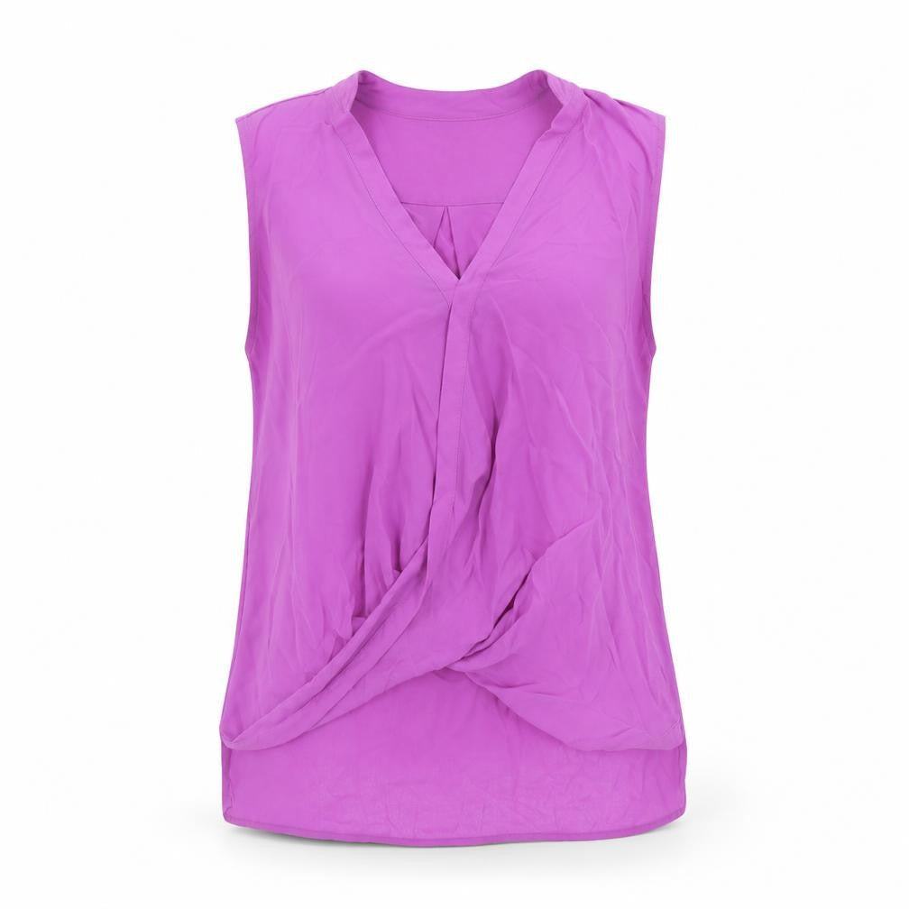 River Island Womens Purple Polyester Basic Blouse Size 12 V-Neck - Knot Detail