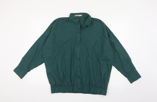 Khaadi Womens Green Viscose Basic Button-Up Size M Collared